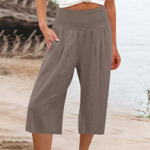 Calças Capri Femininas Plus Size de Verão ZKCCNUK, Calças Largas e Soltas, Calças Retas de Cintura Alta, Calças Casuais Femininas em Promoção