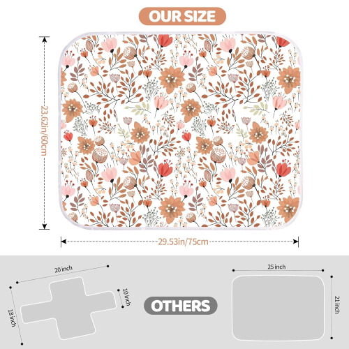 Dinosaur Diaper Changing Pad, 3-Layer Waterproof & Absorbent, Foldable Reusable Underpad for Babies/Patients, 24"x30", 1Pack/2Pack 1