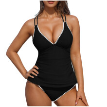 Kukoosong bikini set voor dames met hoge taille, ondersteunende bralette en spaghettibandjes, effen kleur, conservatief en modieus badpak