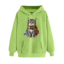 Sweat à capuche vert à manches longues et cordon de serrage pour femme