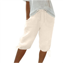 Bermuda feminina, cor sólida, estilo casual, tamanho P-3XG