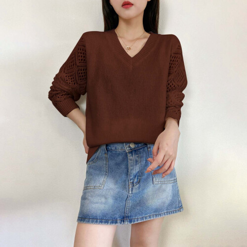 Hässliche Weihnachtspullover für Damen, langärmelige Pullover, lässige Herbstpullover mit V-Ausschnitt, gestrickte, leichte Oberteile 1