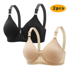Sutiã feminino, conjunto de 2 peças, bordado, brilhante, confortável e respirável, sem aro, para uso diário, tamanhos P a 3XG.
