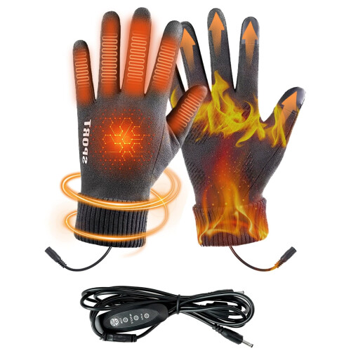 Elektrisch beheizbare Handschuhe, grau, mit 3 Heizstufen 1