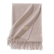 Xale feminino quente de inverno, cachecol pashmina moderno com franjas grossas, leve e aconchegante, bege, tamanho único.