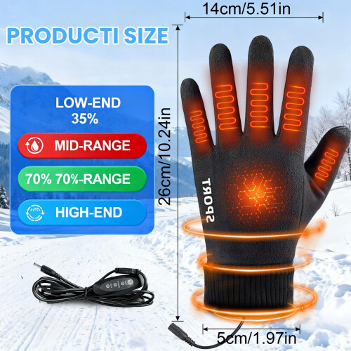 Elektrisch beheizbare Handschuhe, grau, mit 3 Heizstufen 2