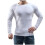 Pull homme à manches longues, col rond, coupe ajustée, blanc 1