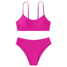Maillot de bain 2 pièces pour petite fille, couleur sport, taille haute, bikini uni, pour 10-11 ans