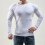 Pull homme à manches longues, col rond, coupe ajustée, blanc 2