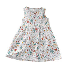 Småbørnsbabypiger Blomsterkjole Sommer Afslappet Ærmeløs Print Børnebomuld Strand Prinsessekjoler Til 2-3 År