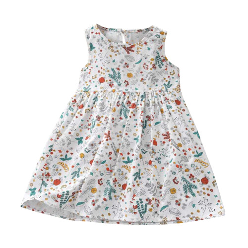 Φόρεμα Floral για νήπια με καλοκαιρινά casual αμάνικα σχέδια για παιδιά από βαμβάκι και