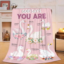 Couverture cygne « Dieu dit que tu es » en polaire ultra douce, chaude et moelleuse, motif oie, cadeau pour chambre d'enfant (filles et garçons),