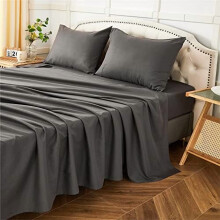 Grått Queen-sänglakanset, 4-delat Hotel Luxury 1800-seriens mikrofiber, skrynkelfritt och andningsbart, 14" djupt ficka – kompatibelt med queen