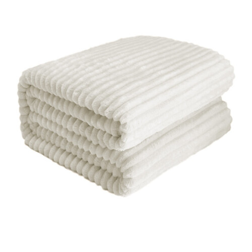 Faux Fur Throw Blanket Soft Thick Double Layer White 1