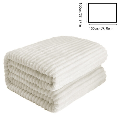Faux Fur Throw Blanket Soft Thick Double Layer White 2