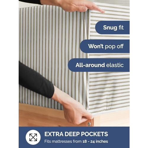 Lençol de baixo extra profundo para cama de solteiro extra longa (Twin XL) – Compatível com colchões de 45 a 60 cm (18 a 24 polegadas), 1