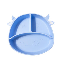 Plato de silicona para bebés con ventosa, antideslizante, con compartimentos y diseño de dibujos animados – Compatible con la alimentación