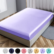 Drap-housse pour lit simple, poches profondes, drap en satin de soie ultra doux, lavable en machine