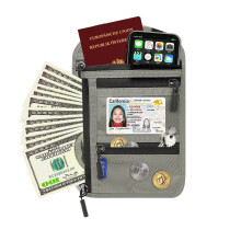 Portfel podróżny na szyję, wodoodporny, z blokadą RFID, organizer na karty identyfikacyjne, etui na paszport, regulowany pasek na szyję, etui na
