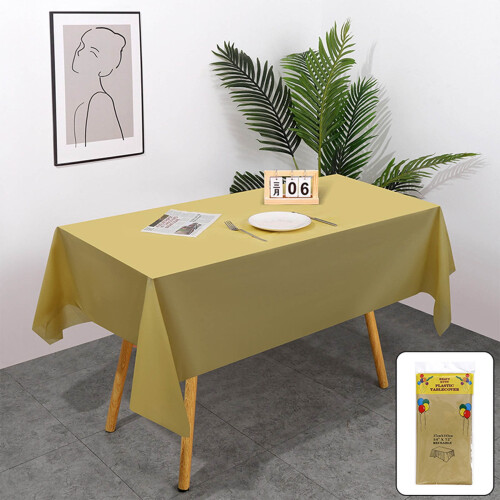 Toalha de mesa de plástico, 183 x 137 cm, ideal para festas, piqueniques e casamentos. Formato retangular, com capa plástica resistente e à prova 2