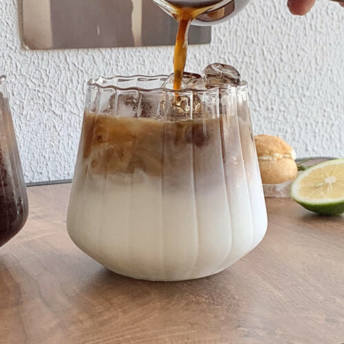 [] Ποτήρια, 750ml/25oz. Ριγέ γυάλινα ποτήρια, American Latte φλιτζάνι καφέ, ποτήρι γάλακτος, 2