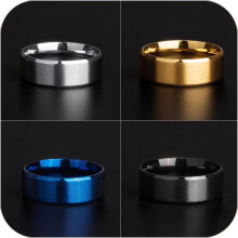 4 Herrenringe, 8 mm breit, Edelstahl-Eheringe für Herren, Gold, Silber, Schwarz, Blau, gebürstete Oberfläche, abgeschrägte Kanten,