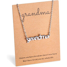 Moederdagcadeaus voor oma, Mimi, Nanny – 18-karaats vergulde letterhangerketting, verjaardagscadeau en cadeau voor de eerste oma met berichtkaartje