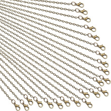 24-delige set bronzen schakelkettingen (kabelkettingen) voor doe-het-zelf-kettingen (45 cm)
