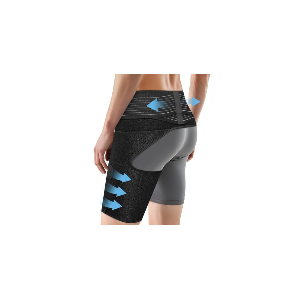 Black Hip Brace For Women & Men Â Sciatica, Arthritis, Groin & Hamstring Support Â Adjustable Compression Wrap (, Left)