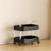 Carrito de almacenamiento de cocina de 2 niveles con reposabrazos, negro