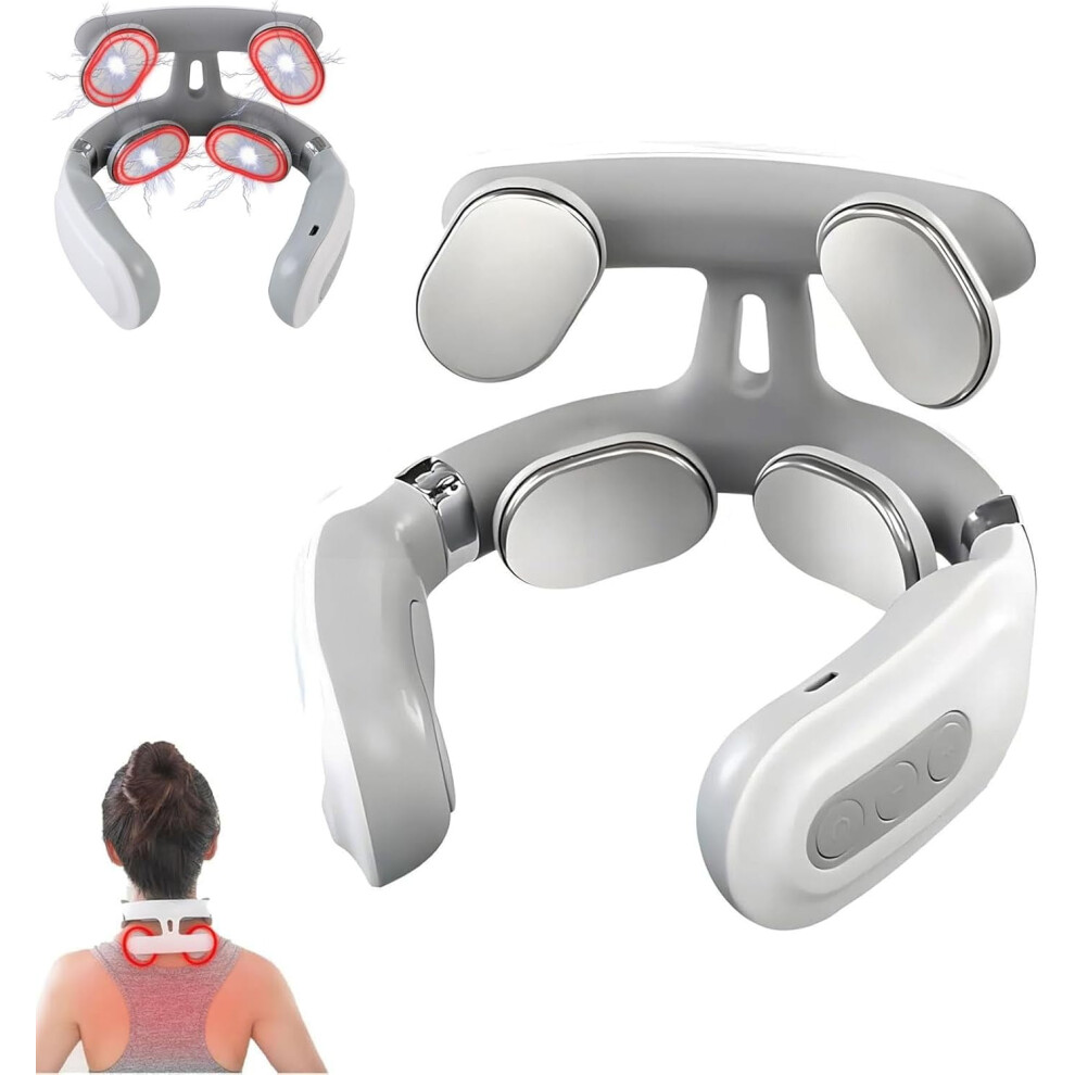 White Vitality Magic Pro 2.0 Neck Massager, Vagus Nerve Stimulator For Neck & Head, 6 Modes, 14 Intensities, Cordless Rechargeable,