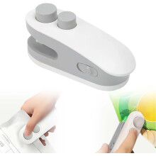 Mini scelleuse de sacs avec coupe-sacs et aimant, rechargeable 2 en 1 pour sacs en plastique, chips, snacks – Blanc (1 pièce)