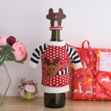 Copribottiglia per vino natalizio in lana a forma di cervo, 16x12 cm, decorazioni natalizie per vino, 2 pezzi