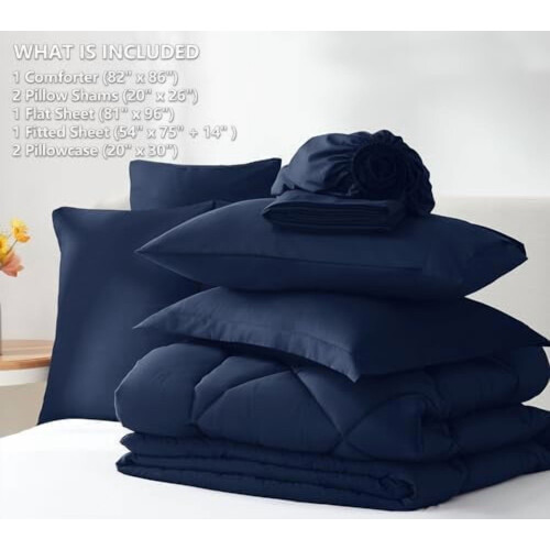 Navy Blue Comforter Set 7-Piece Soft Down Alternative 2