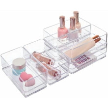 SimpleSort - Ensemble de 6 organisateurs de tiroir transparents empilables (15,2 x 7,6 x 5,1 cm) | Séparateurs pour tiroirs de maquillage et de