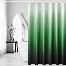 Smaragdinvihreä ombre-suihkuverho, vohvelikuvioinen, vettähylkivä ja konepestävä, 183 cm x 183 cm, koukuilla