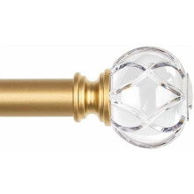 Gold Telescoping Curtain Rod 32-58 inches Crystal Ends