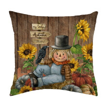 Housse de coussin d'automne 45 x 45 cm en lin, idéale pour canapé, fauteuil, style champêtre, décorations automnales et de Thanksgiving.