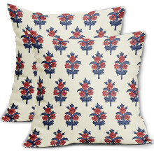 Capas de Almofada Patrióticas para o 4 de Julho, 45x45cm, Conjunto de 2, Estampa Floral Azul Marinho e Vermelha, Compatíveis com Enchimentos