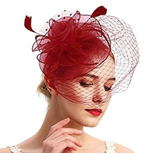 Hatter for kvinner Fascinatorer Dame Pillbox Blomsterhatt Teselskap Cocktailball Bryllup Kirke, Rød