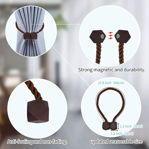 Embrasses de rideaux marron foncé (lot de 4) 2