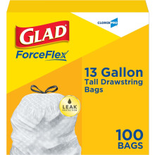 CloroxPro ForceFlex 13-galónové vysoké kuchynské vrecia na odpad so sťahovacou šnúrkou, 100 kusov (balenie sa môže líšiť)