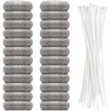 24 pièges à peluches en acier inoxydable pour machine à laver, filtre à linge en maille pour tuyau de lave-linge avec attaches de câble