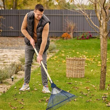 Garden Rake Head Only,Hand Rake Head Steel Farm Tool Replacement Leaf Rake Head for Cleaning Debris Pine Needle Yard Weeding-Black