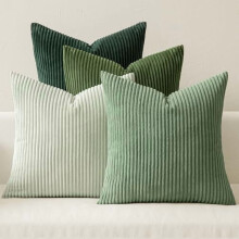 Housses de coussin bohèmes en velours côtelé vert sauge, 45 x 45 cm, lot de 4