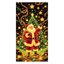 Cortina de Natal Brilhante com Estampa de Papai Noel e Árvore, Banner Grande de Natal para Decoração de Festas e Casa, em Ambientes Internos e
