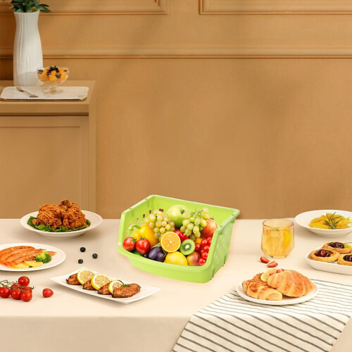 4-Color Stackable Storage Baskets - Multi-Purpose Plastic Organizers for Kitchen & Toy Storage, Space-Saving Containers with Interlocking Design 1