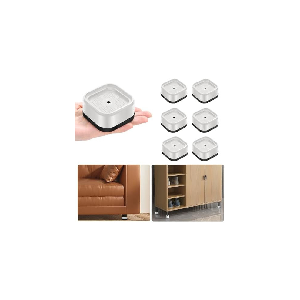 6-Pack Adjustable Heavy-Duty Furniture Risers (1"-3"), Stackable Square Bed/Desk/Couch Lifts, White Â Compatible With Standard Legs 9180479612919