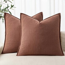 Housses de coussin carrées en lin et coton, 61 x 61 cm, rouge rouille – Lot