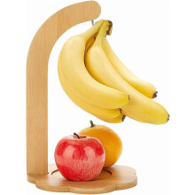 PH bananenhouder met bloemvormige voet, bamboe/hout, 7,1 x 7,1 x 11,4 inch, kleurrijk – geschikt voor aanrechtbladen in huis/keuken